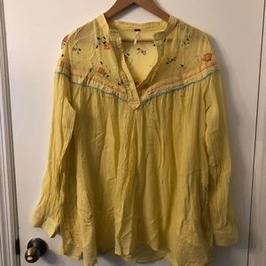 Free People Yellow Blouse Long Sleeve